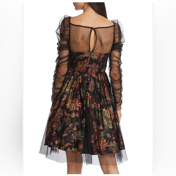 NWT $625 Cara Cara Ritchie Dress Multi Jacobean Black Size Medium - Picture 5 of 8